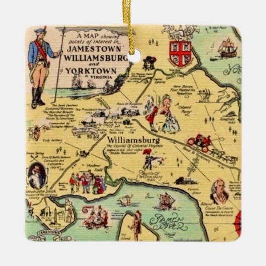 Historic Williamsburg Map Keramisch Ornament (Voorkant)