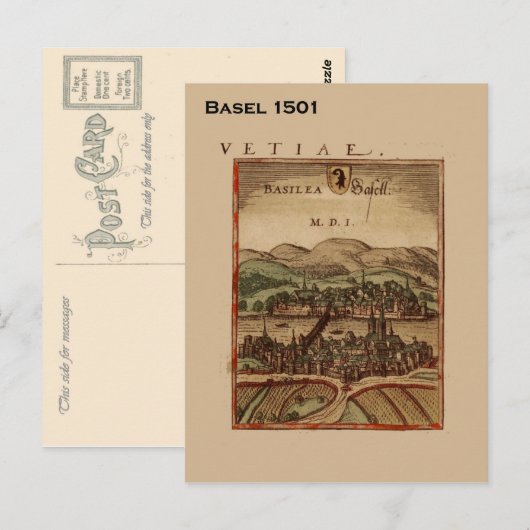 Historic Zwitserland, Basel 1501 Briefkaart (Voorkant / Achterkant)