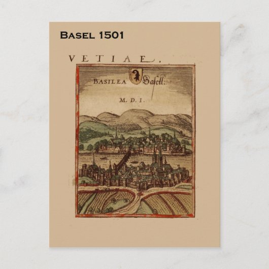 Historic Zwitserland, Basel 1501 Briefkaart (Voorkant)