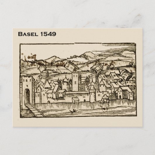 Historic Zwitserland, Basel 1549 Briefkaart (Voorkant)