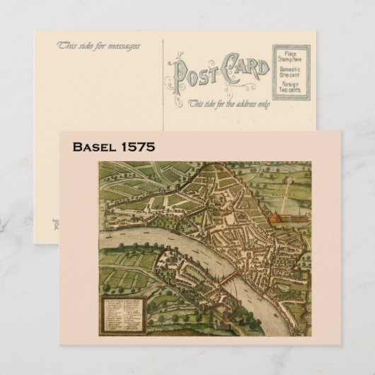 Historic Zwitserland, Basel 1575 Briefkaart (Voorkant / Achterkant)