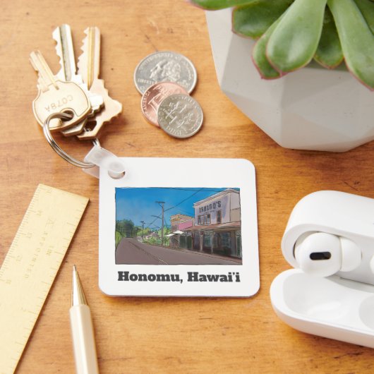 Historical Hawaii Plantation Town Honomu Nostalgic Sleutelhanger (Bureau)