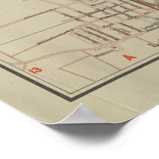 Historical Map of Leipzig by Gaebler 1940 Edition Poster (Hoek)