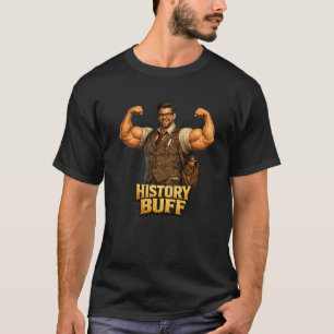 Historicus Grappig Nerdy Bodybuilder Spierbundel T-shirt