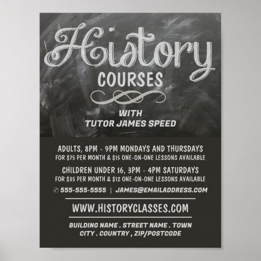 Historie Blackboard, geschiedeniscursus Adverteren Poster (Voorkant)