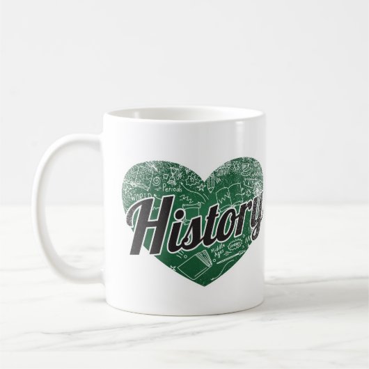 Historie Retro Heart Blackboard Love Koffiemok (Links)