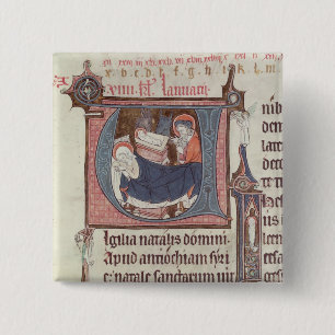 Historiële initialen "U" en "I" Vierkante Button 5,1 Cm
