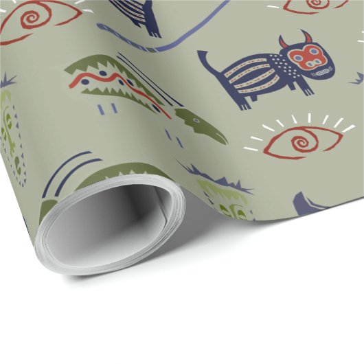 Historisch Abstract patroon Symbolen Cadeaupapier (Rol Hoek)