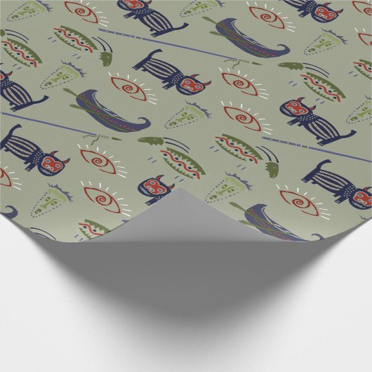 Historisch Abstract patroon Symbolen Cadeaupapier (Hoek)