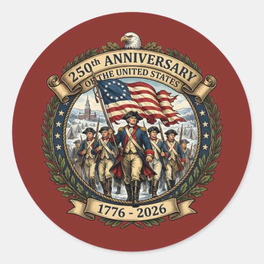 Historisch Amerikaans Jubileumontwerp Ronde Sticker (Voorkant)