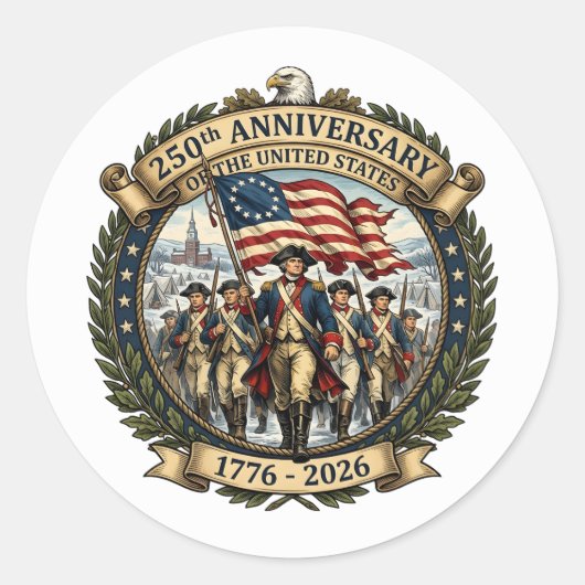 Historisch Amerikaans Jubileumontwerp Ronde Sticker (Voorkant)