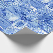Historisch  blauw en witte Japonaiserie Cadeaupapier (Hoek)