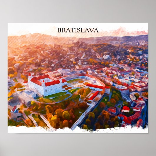 Historisch Bratislava Slowakije - Watercolorskylin Poster (Voorkant)