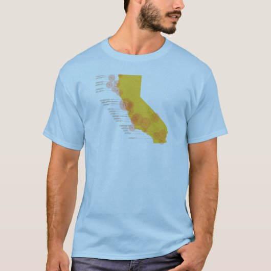 Historisch California Earthquakes T-shirt (Voorkant)
