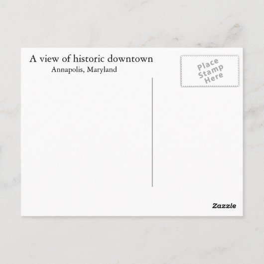 Historisch centrum Annapolis Briefkaart (Achterkant)