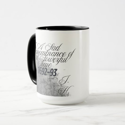 Historisch citaat van Witch Salem Mok (Voorkant links)