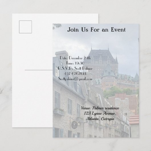 Historisch district in Quebec Uitnodiging Briefkaart (Voorkant / Achterkant)