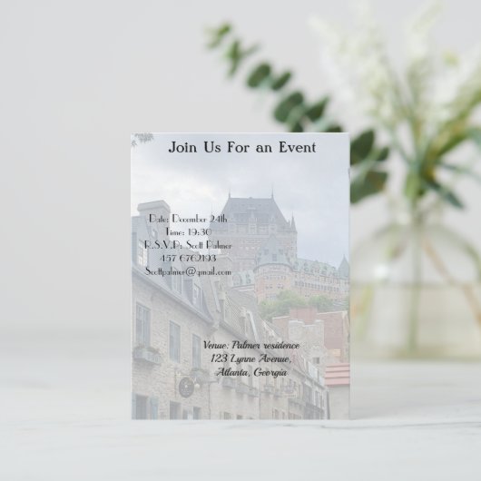 Historisch district in Quebec Uitnodiging Briefkaart (Staand voorkant)