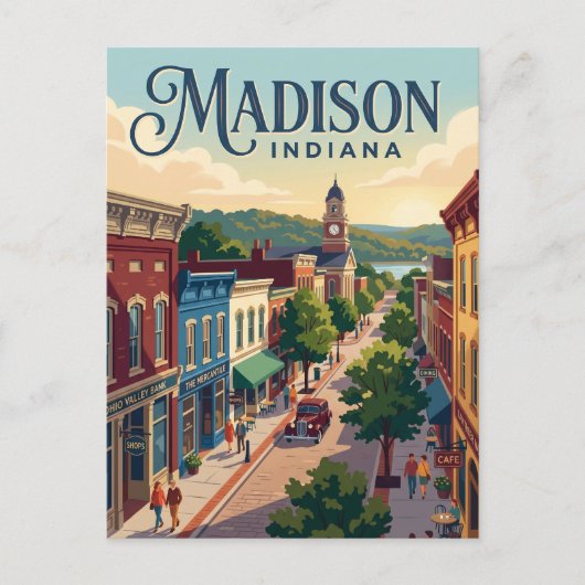 Historisch district Madison Indiana Briefkaart (Voorkant)