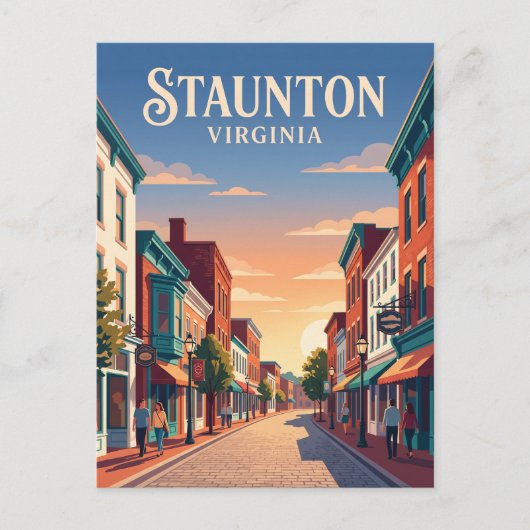 Historisch Downtown Staunton USA Briefkaart (Voorkant)