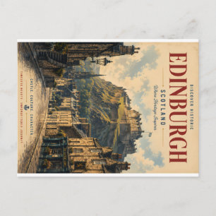 Historisch Edinburgh Schotland Vintage Stadsgezich Feestdagenkaart