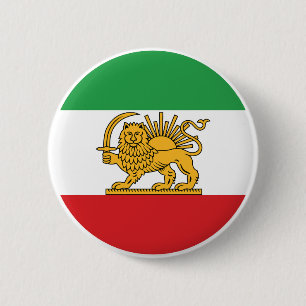 Historisch embleem van de Iraanse Leeuw en Zon Ronde Button 5,7 Cm