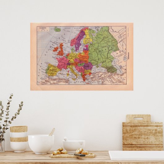 historisch Europa van 1920 Poster (Keuken)