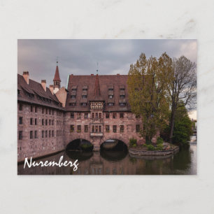 Historisch gebouw bij zonsondergang in Neurenberg, Briefkaart