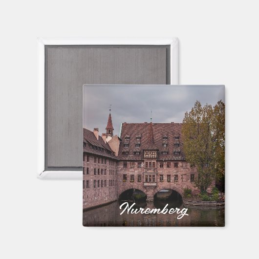 Historisch gebouw bij zonsondergang in Neurenberg, Magneet (Voorkant / Achterkant)