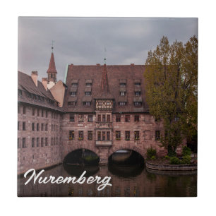 Historisch gebouw bij zonsondergang in Neurenberg, Tegeltje