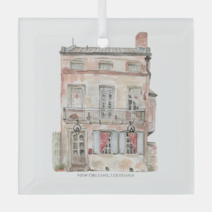 Historisch gebouw New Orleans Aquarel Glas Ornament
