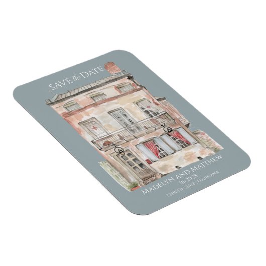 Historisch gebouw New Orleans aquarel Magneet (Rechterzijde)