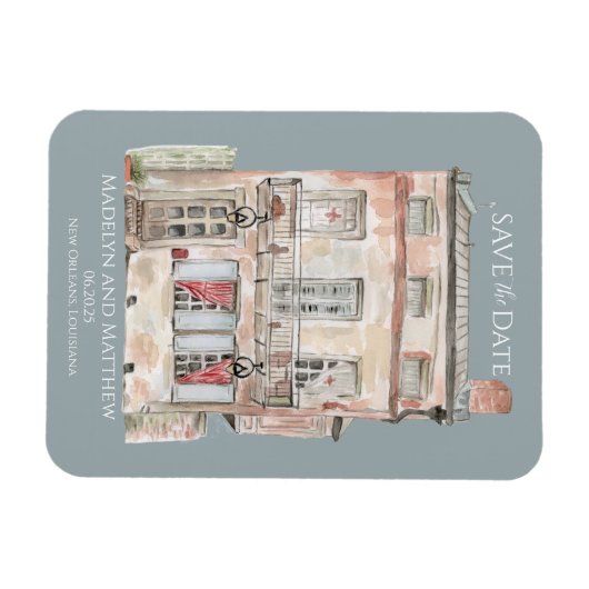 Historisch gebouw New Orleans aquarel Magneet (Horizontaal)