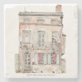 Historisch gebouw New Orleans Aquarel Stenen Onderzetter
