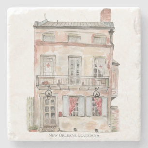 Historisch gebouw New Orleans Aquarel Stenen Onderzetter