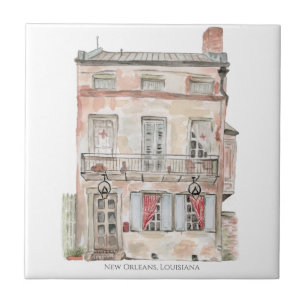 Historisch gebouw New Orleans Aquarel Tegeltje