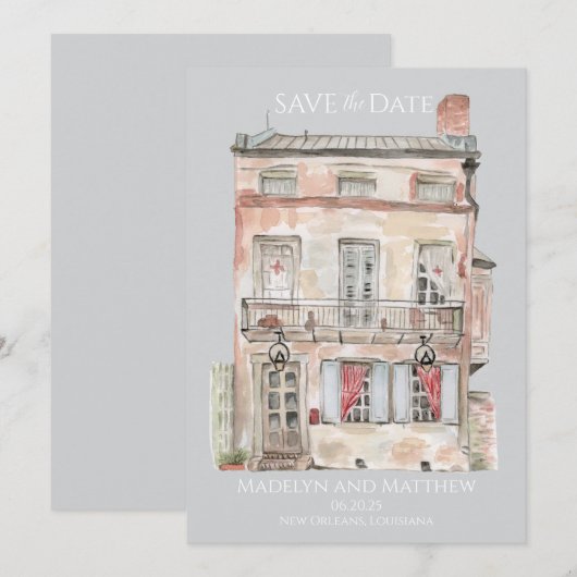 Historisch gebouw New Orleans Waterverf Kaart (Voorkant / Achterkant)
