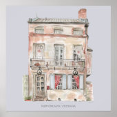 Historisch gebouw New Orleans Waterverf Poster (Voorkant)