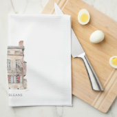 Historisch gebouw New Orleans Waterverf Theedoek (Quarter Fold)