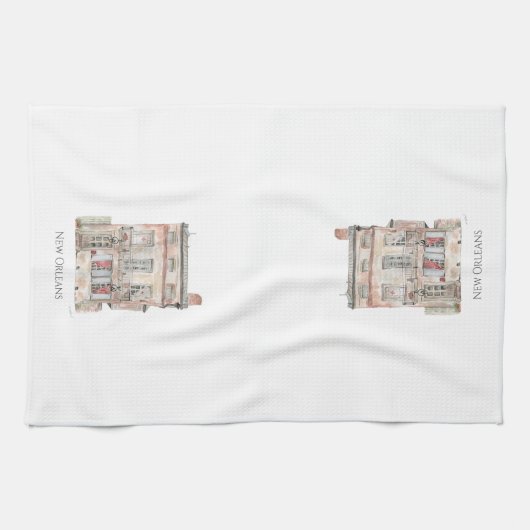 Historisch gebouw New Orleans Waterverf Theedoek (Horizontaal)