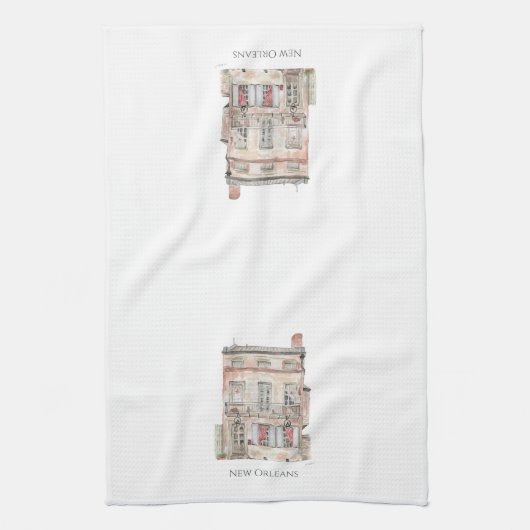 Historisch gebouw New Orleans Waterverf Theedoek (Verticaal)