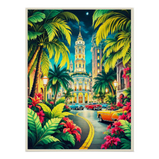 Historisch Havana 's nachts poster. Perfect Poster