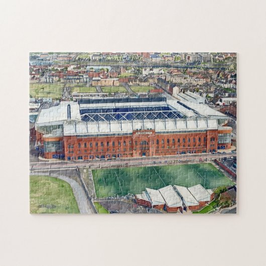 Historisch Ibrox-stadion Glasgow Aquarel Kunst Legpuzzel (Horizontaal)