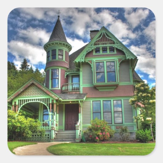 Historisch kasteel van 1940 in Drain Oregon Vierkante Sticker (Voorkant)