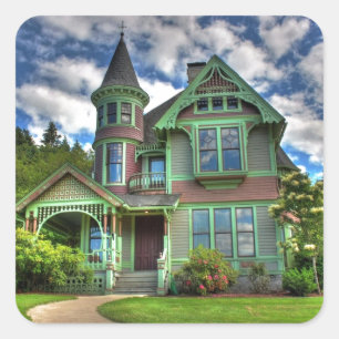 Historisch kasteel van 1940 in Drain Oregon Vierkante Sticker