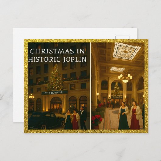 Historisch Kerstmis Joplin MO Connor Hotel Feestdagenkaart (Voorkant / Achterkant)