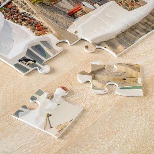 Historisch kleurrijk Oia Village Santorini Grieken Legpuzzel (Zijkant)