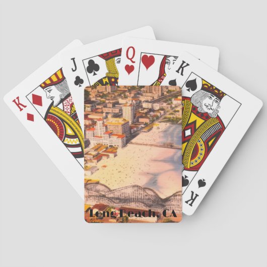 Historisch Long Beach, California Boardwalk-uitzic Pokerkaarten (Achterkant)