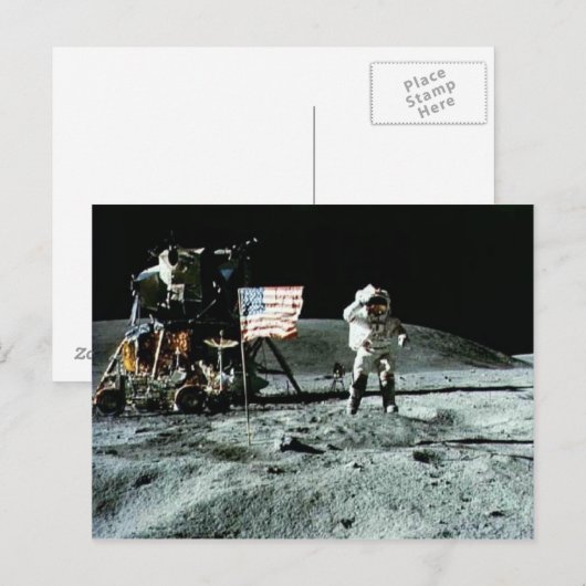 Historisch man op de maan briefkaart (Voorkant / Achterkant)