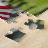 Historisch militair kerkhof met Amerikaanse vlagge Legpuzzel (Zijkant)